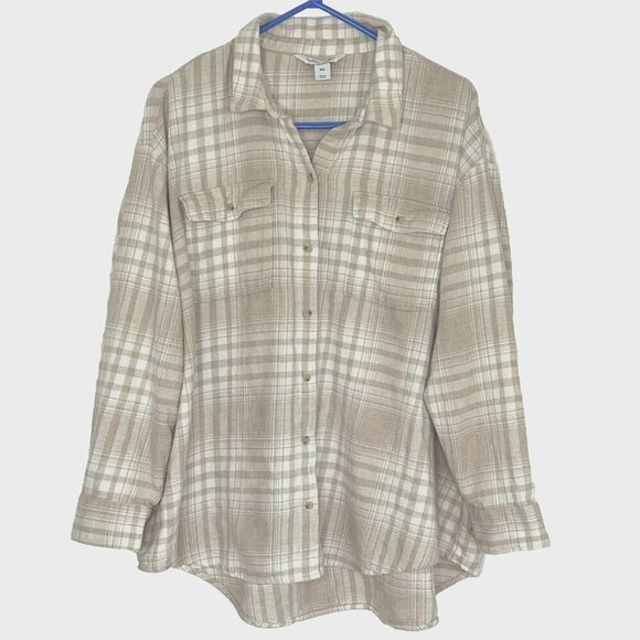 Old Navy The Boyfriend Shirt Flannel Button Up XXL Cotton Cozycore Gorpcore - Picture 1 of 7